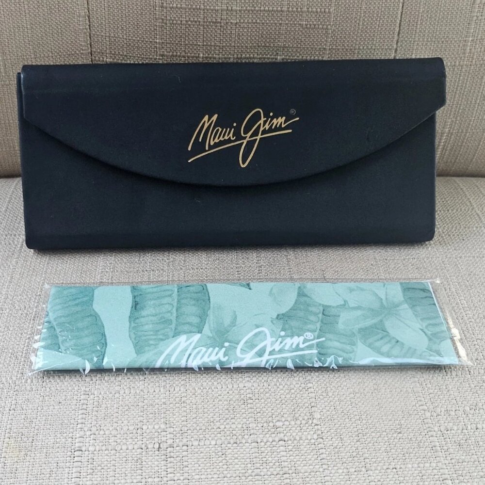 Maui Jim Eyeglasses Case Semi Hard Case Trifold Black Case w/ dust cleaner
